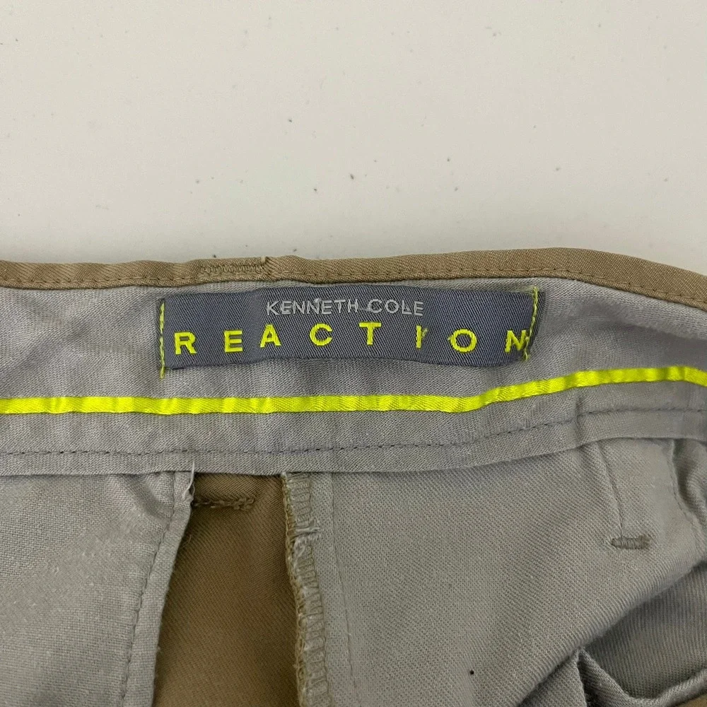 Kenneth Cole Reaction‎ Mens Khaki Tan Stretch Chino Pants 42x30 Solid